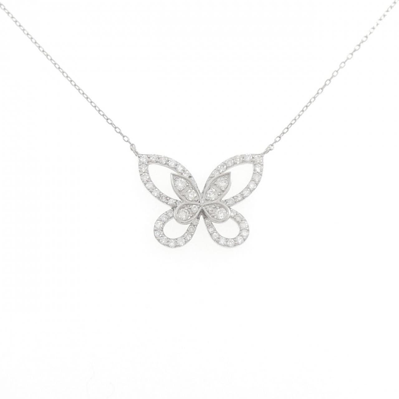 PT950/PT850 バタフライ ダイヤモンド ネックレス 0.52CT
