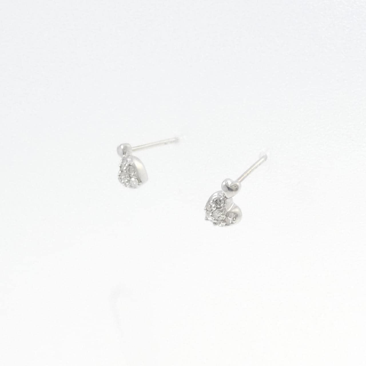 K18WG ハート ダイヤモンド ピアス 0.10CT