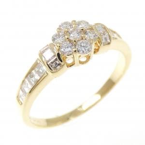 K18YG フラワー ダイヤモンド リング 0.59CT