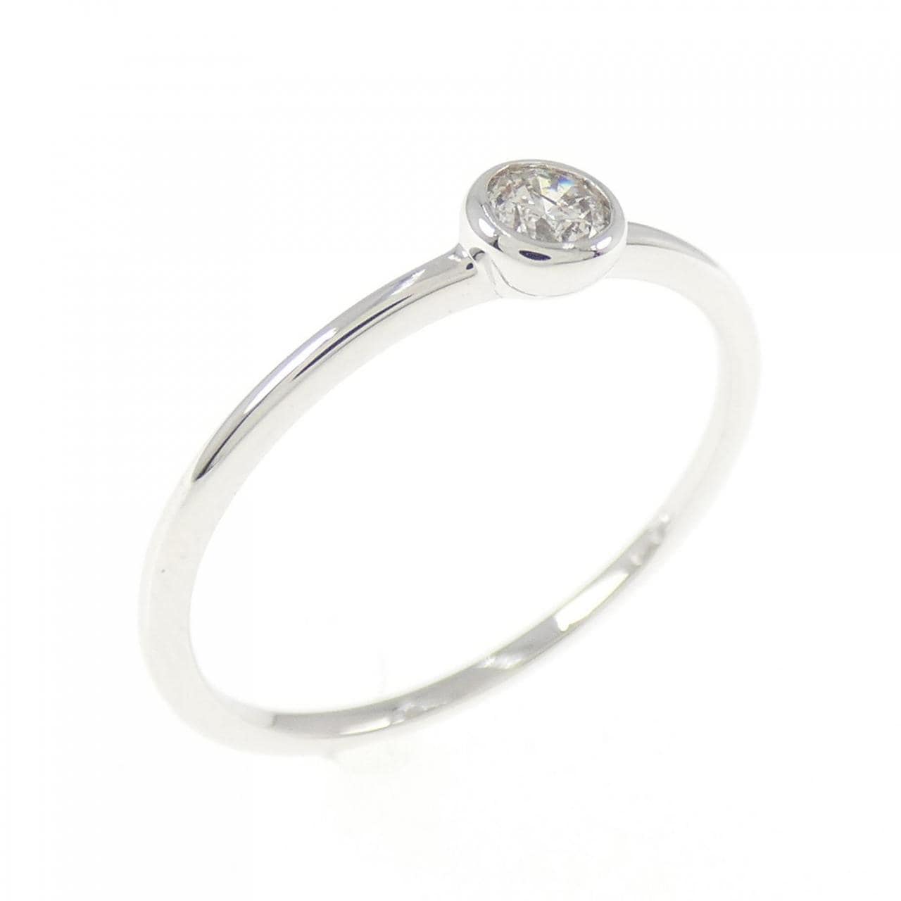 K18WG ソリティア ダイヤモンド リング 0.10CT