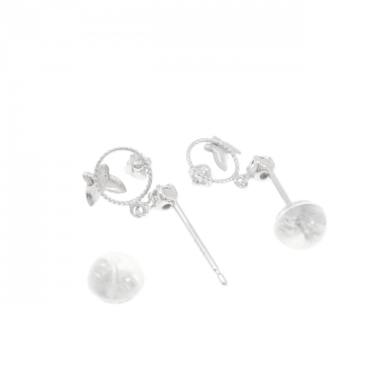 K14WG バタフライ キュービック ピアス