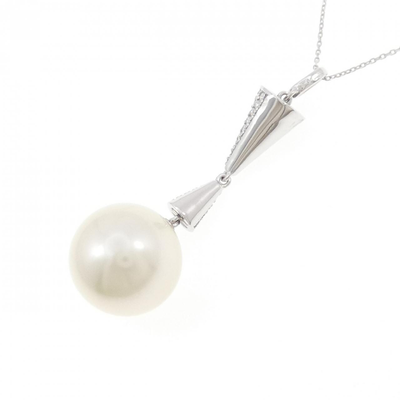 K18WG 白蝶パール ネックレス 14.8mm