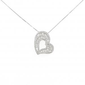K18WG ハート ダイヤモンド ネックレス 0.90CT