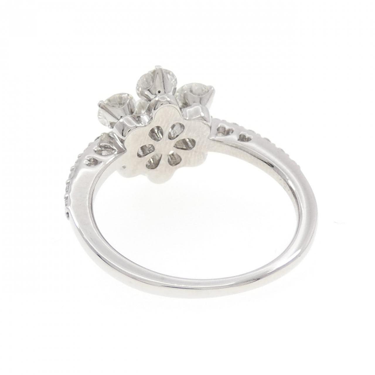 K18WG フラワー ダイヤモンド リング 1.31CT