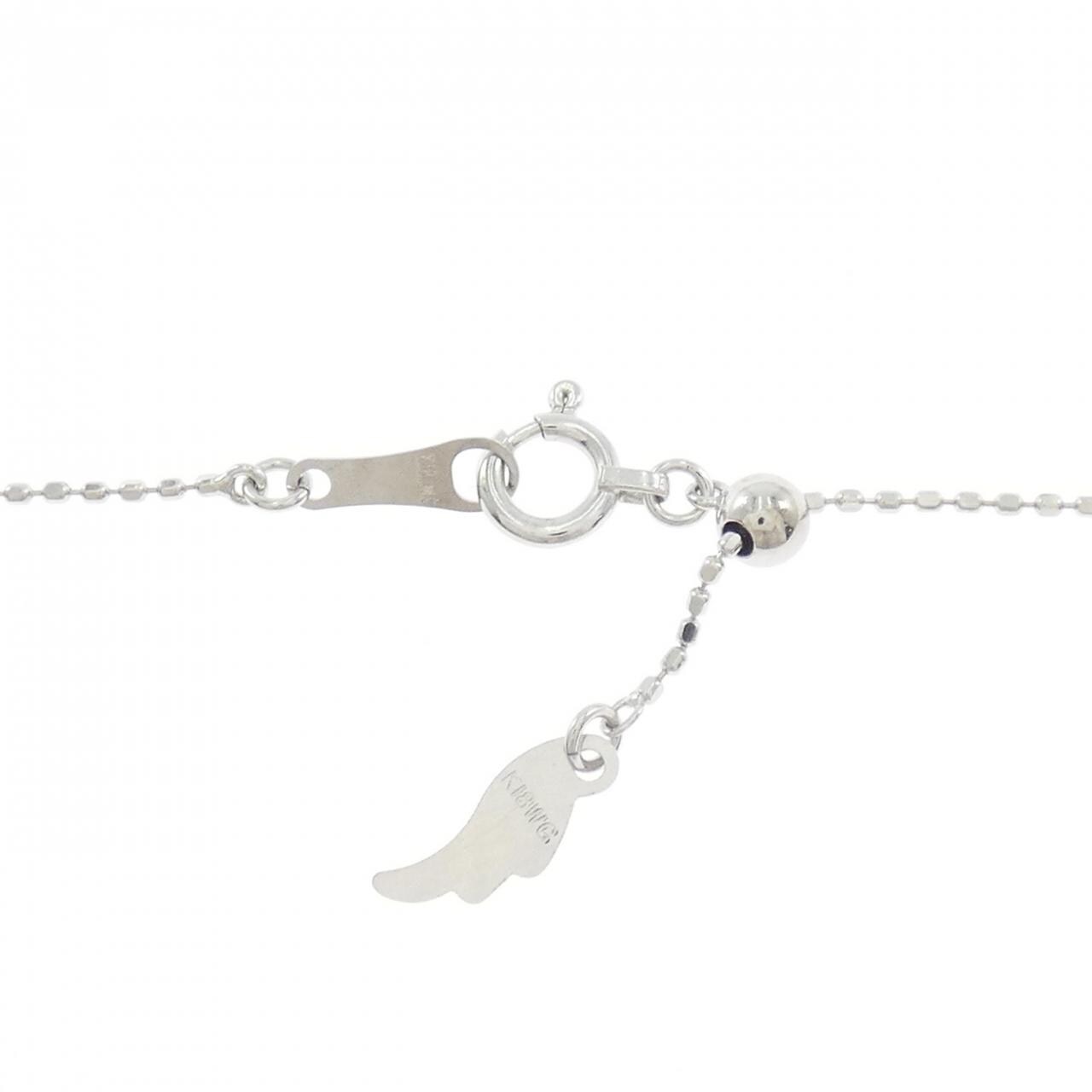 K18WG フラワー ダイヤモンド ネックレス 0.15CT