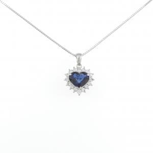 PT900/PT850 ハート サファイヤ ネックレス 1.09CT
