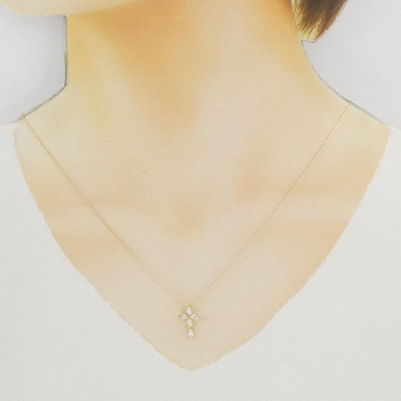 K18YG クロス ダイヤモンド ネックレス 0.39CT