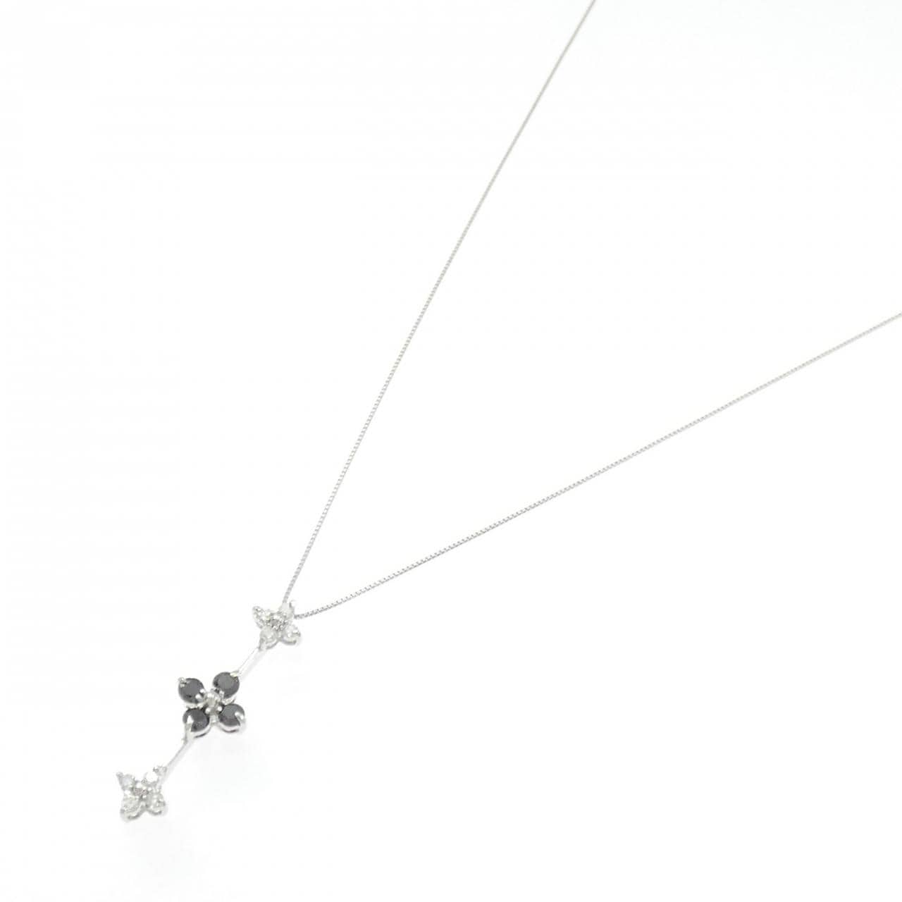 K18WG フラワー ダイヤモンド ネックレス 0.48CT