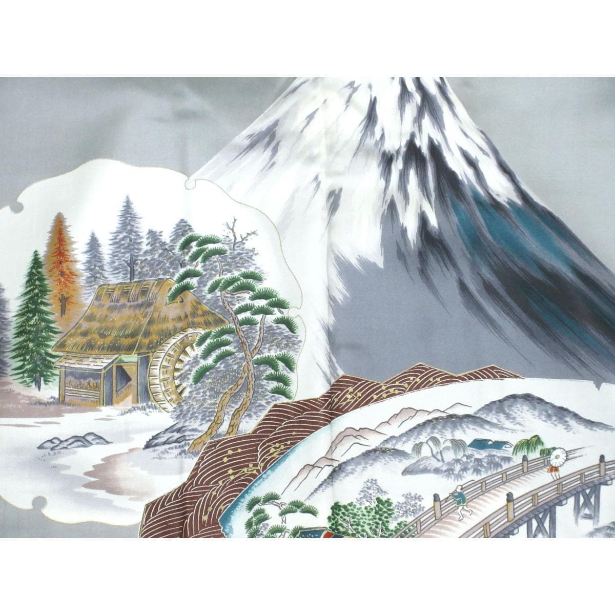 男物　黒羽二重　丸に六ッ槌車　きもの・羽織２点セット