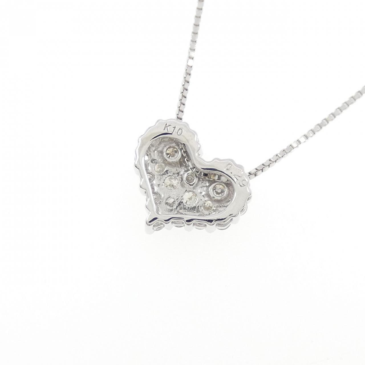 K10WG パヴェ ハート ダイヤモンド ネックレス 0.29CT