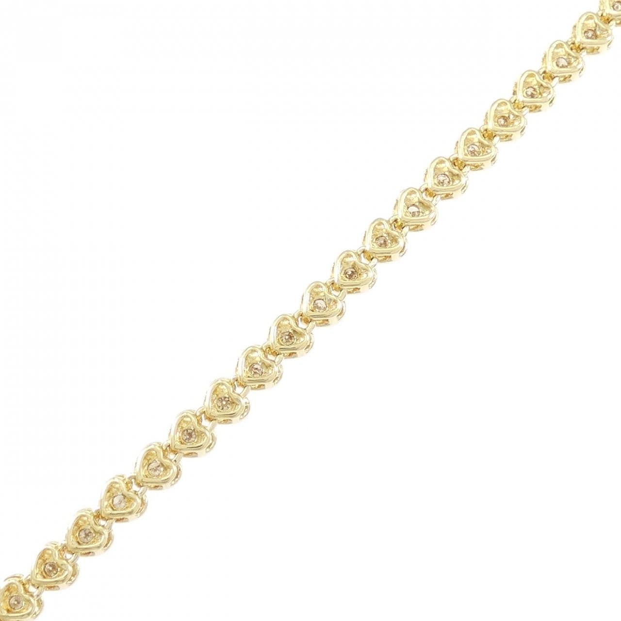 K18YG ハート ダイヤモンド ブレスレット 1.00CT