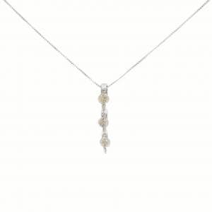 K18WG three stone Diamond necklace 0.50CT