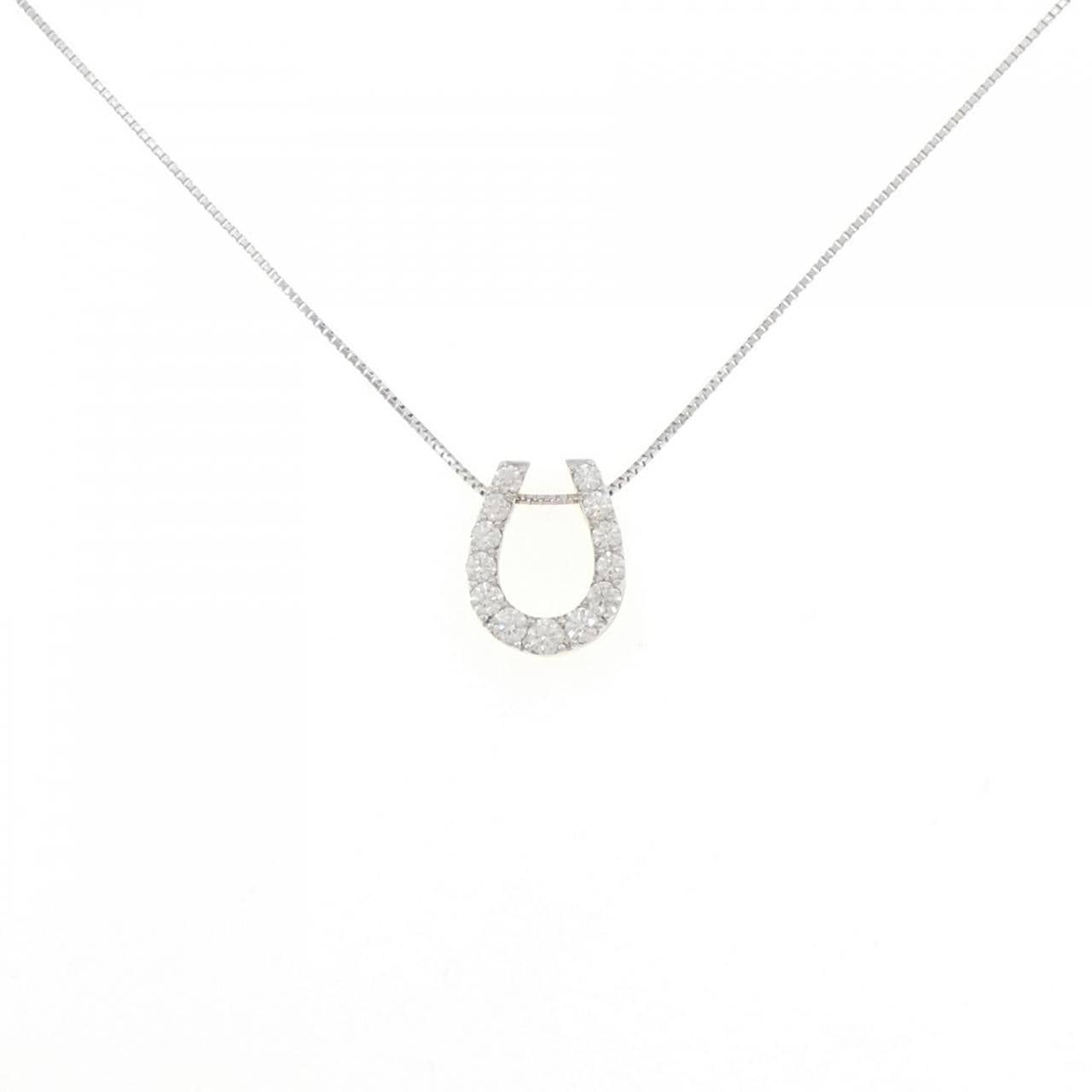 PT900/K18YG/PT850 ホースシュー ダイヤモンド ネックレス 0.50CT