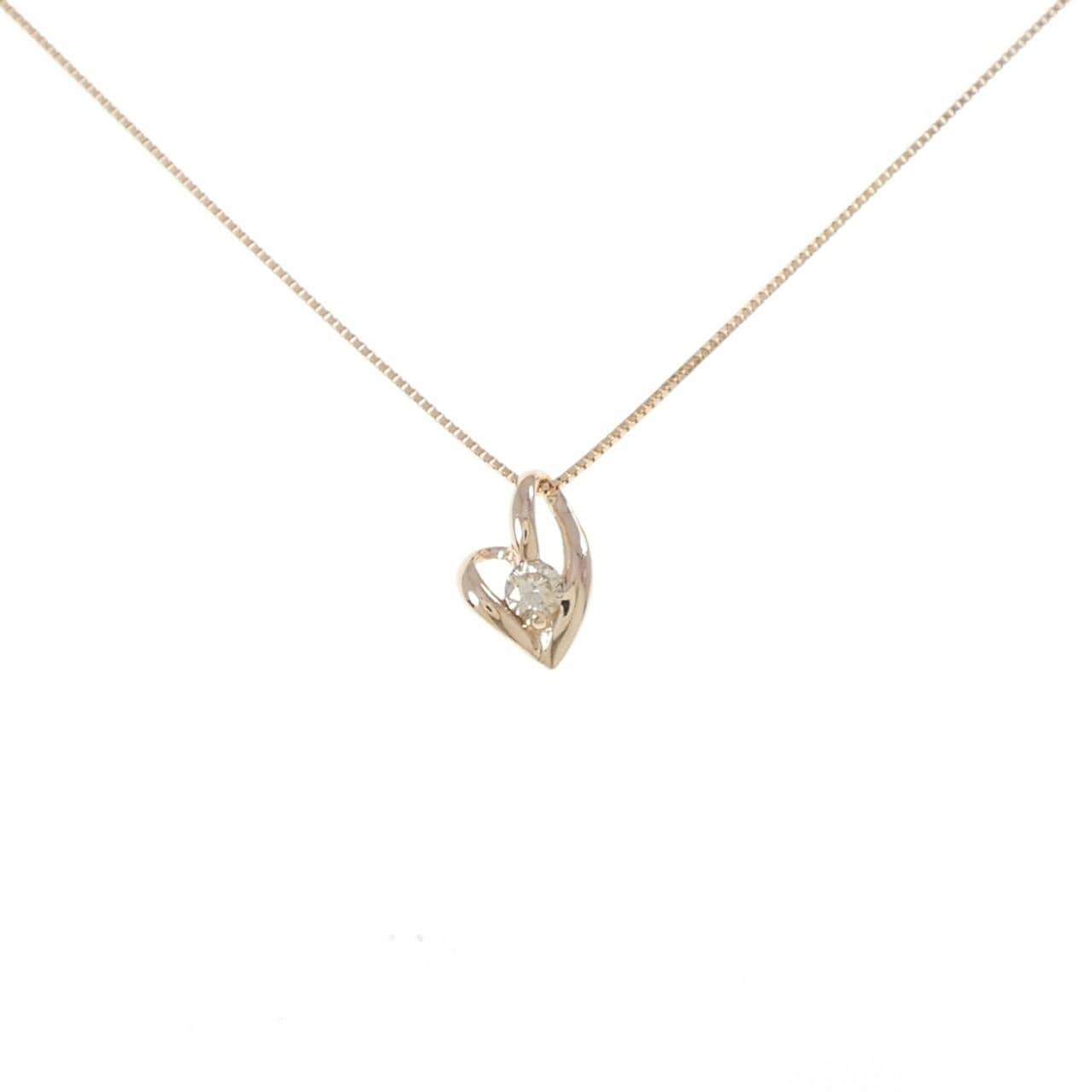 K18PG ハート ダイヤモンド ネックレス 0.10CT