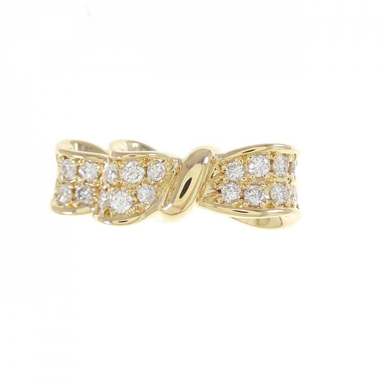 K18YG Ribbon Diamond Ring 0.24CT