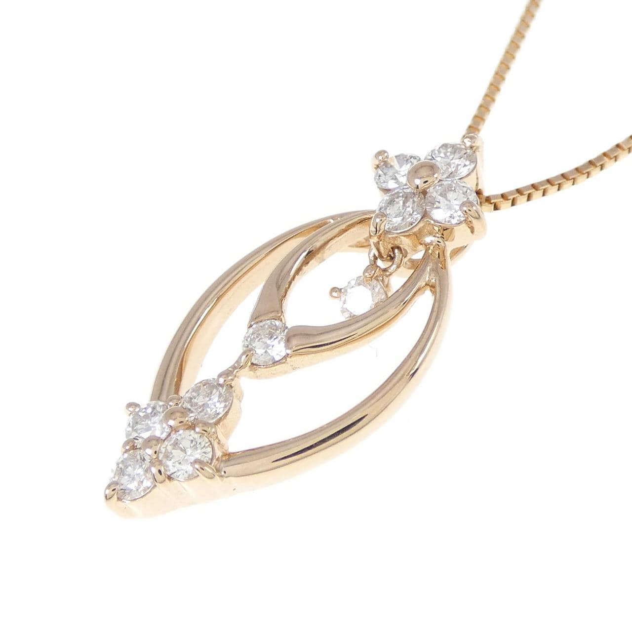 K18PG flower Diamond necklace 0.50CT