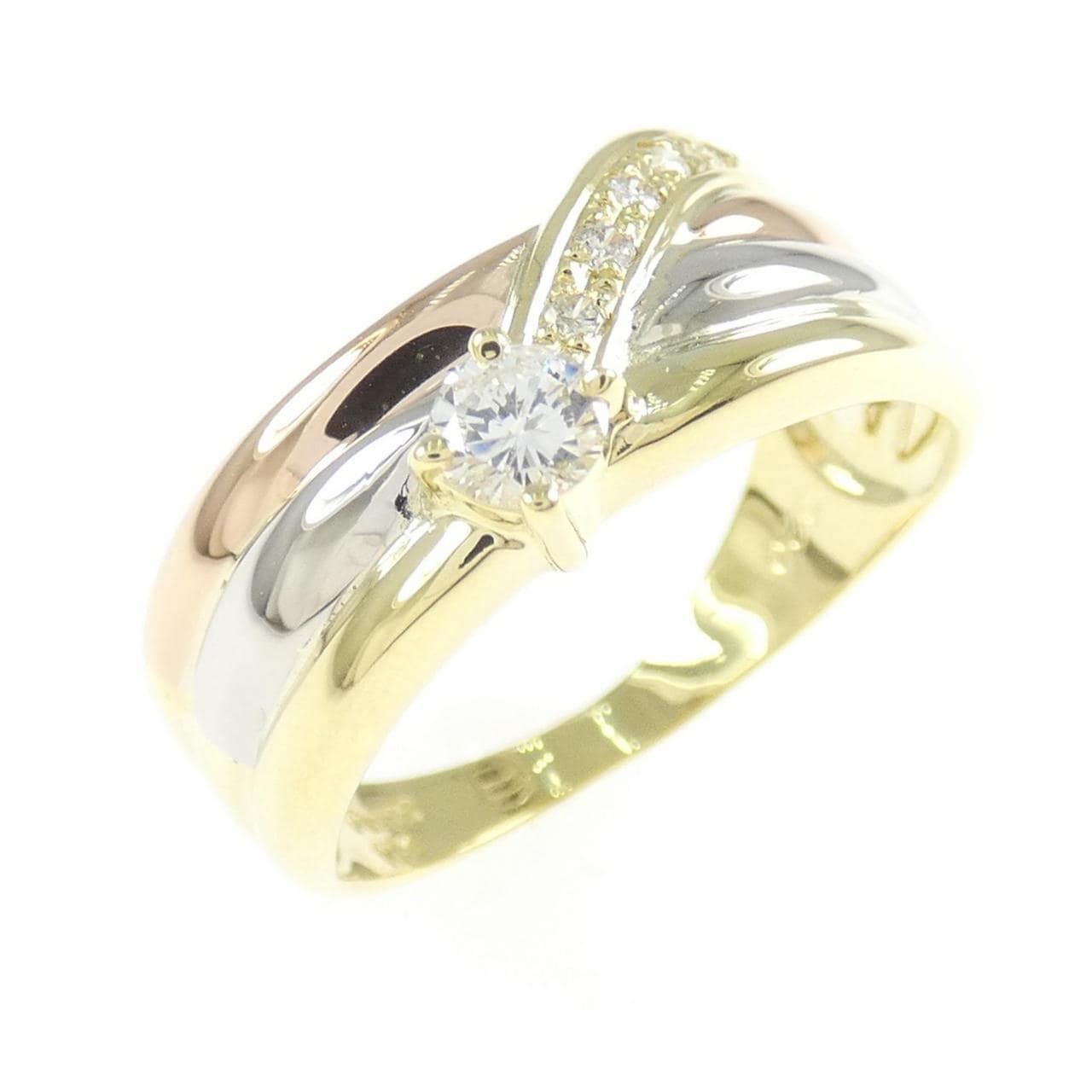 K18YG/PT900/K18PG ダイヤモンド リング 0.20CT