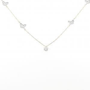 K18YG/PT900 バタフライ ダイヤモンド ネックレス 0.405CT