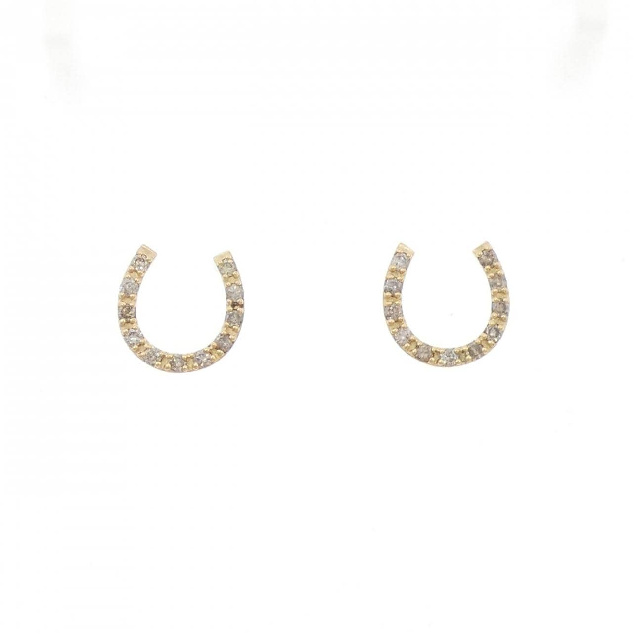 K18YG ホースシュー ダイヤモンド ピアス 0.30CT