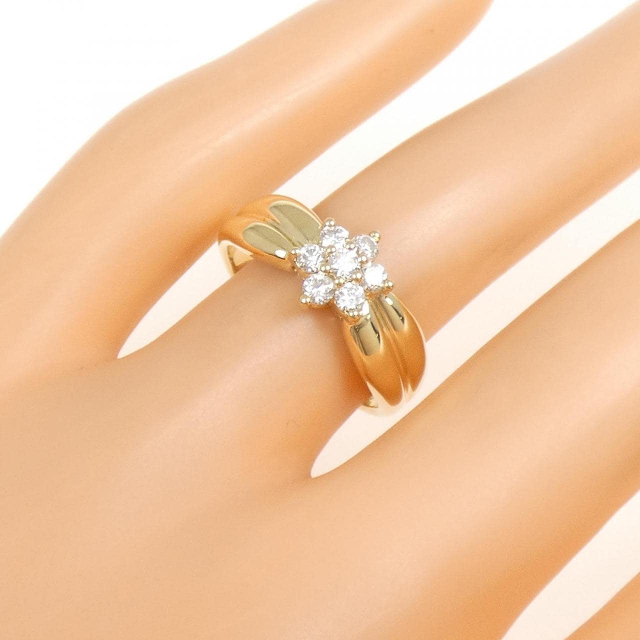 18KYG フラワー ダイヤモンド リング