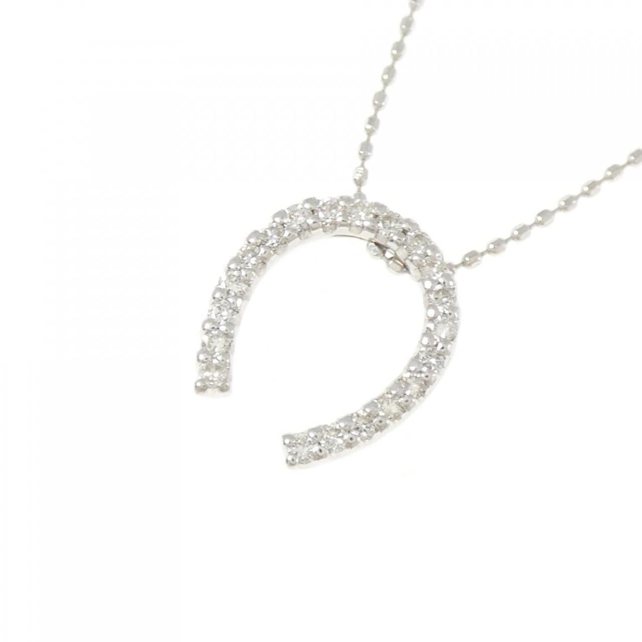 K18WG ホースシュー ダイヤモンド ネックレス 0.19CT