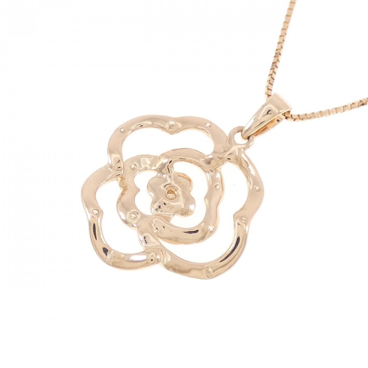 K18PG ローズ ダイヤモンド ネックレス 0.07CT