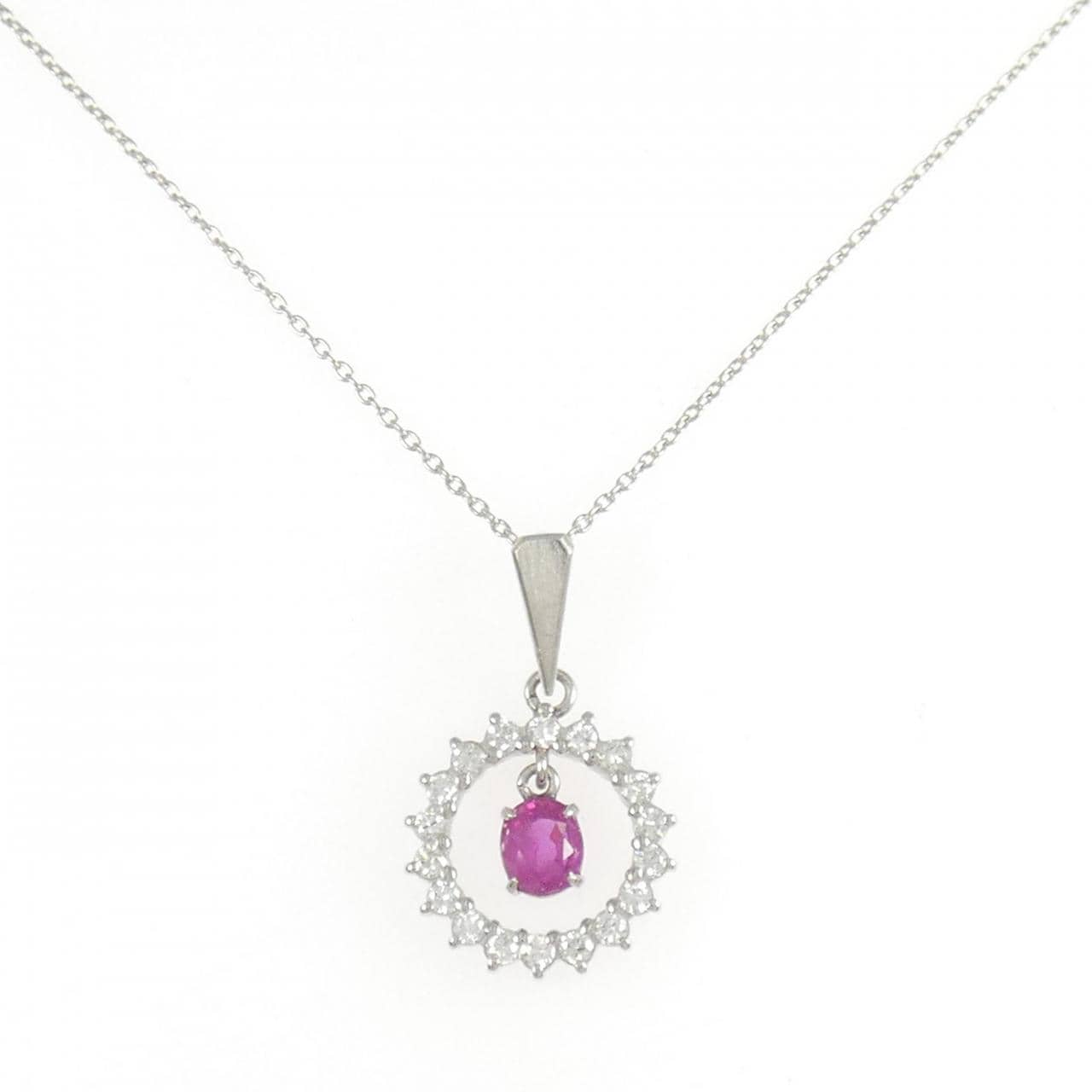 PT900/PT850 ルビー ネックレス 0.30CT