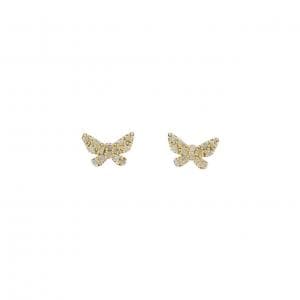 K18YG  バタフライ ダイヤモンド ピアス 0.14CT