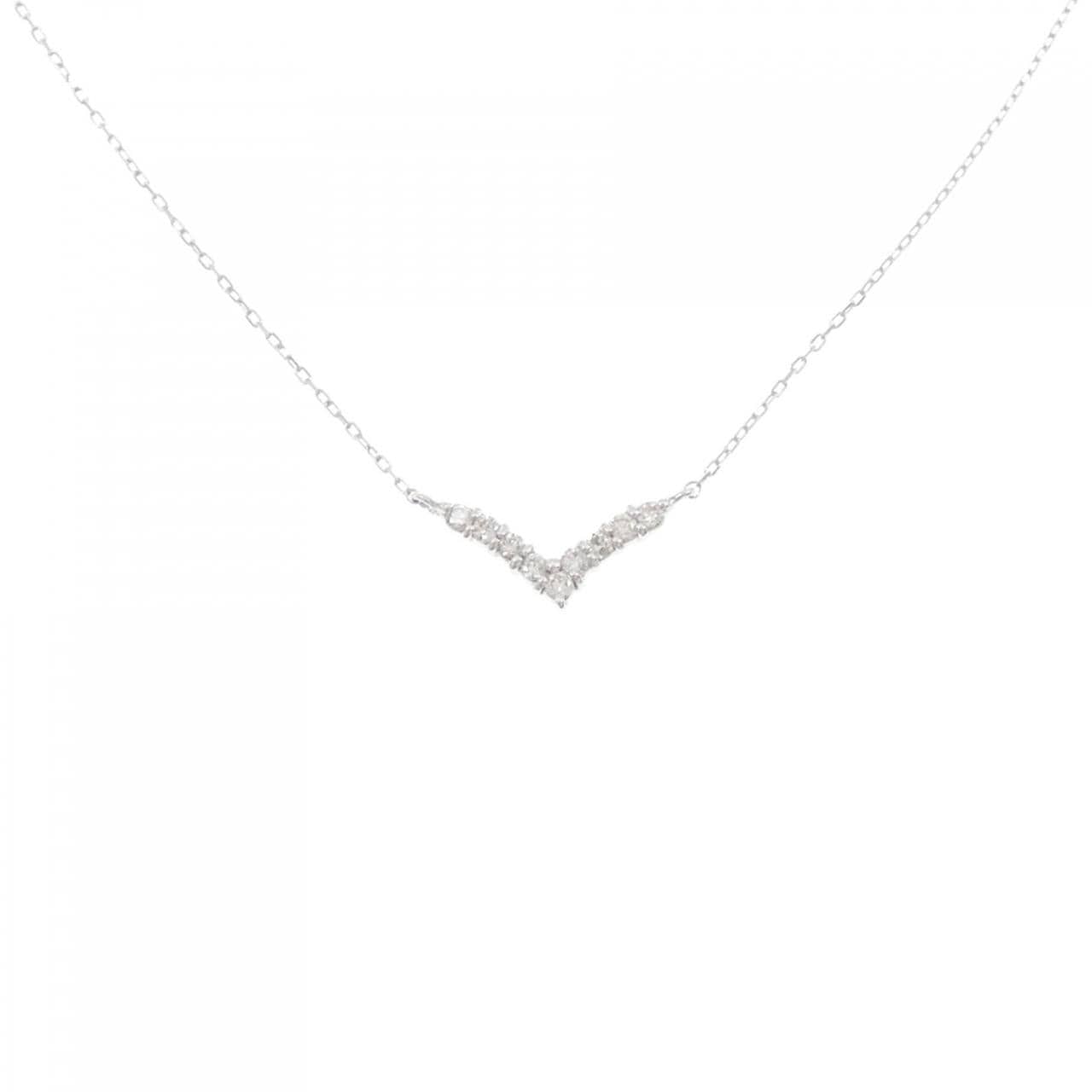 【新品】K18WG ダイヤモンド ネックレス 0.10CT