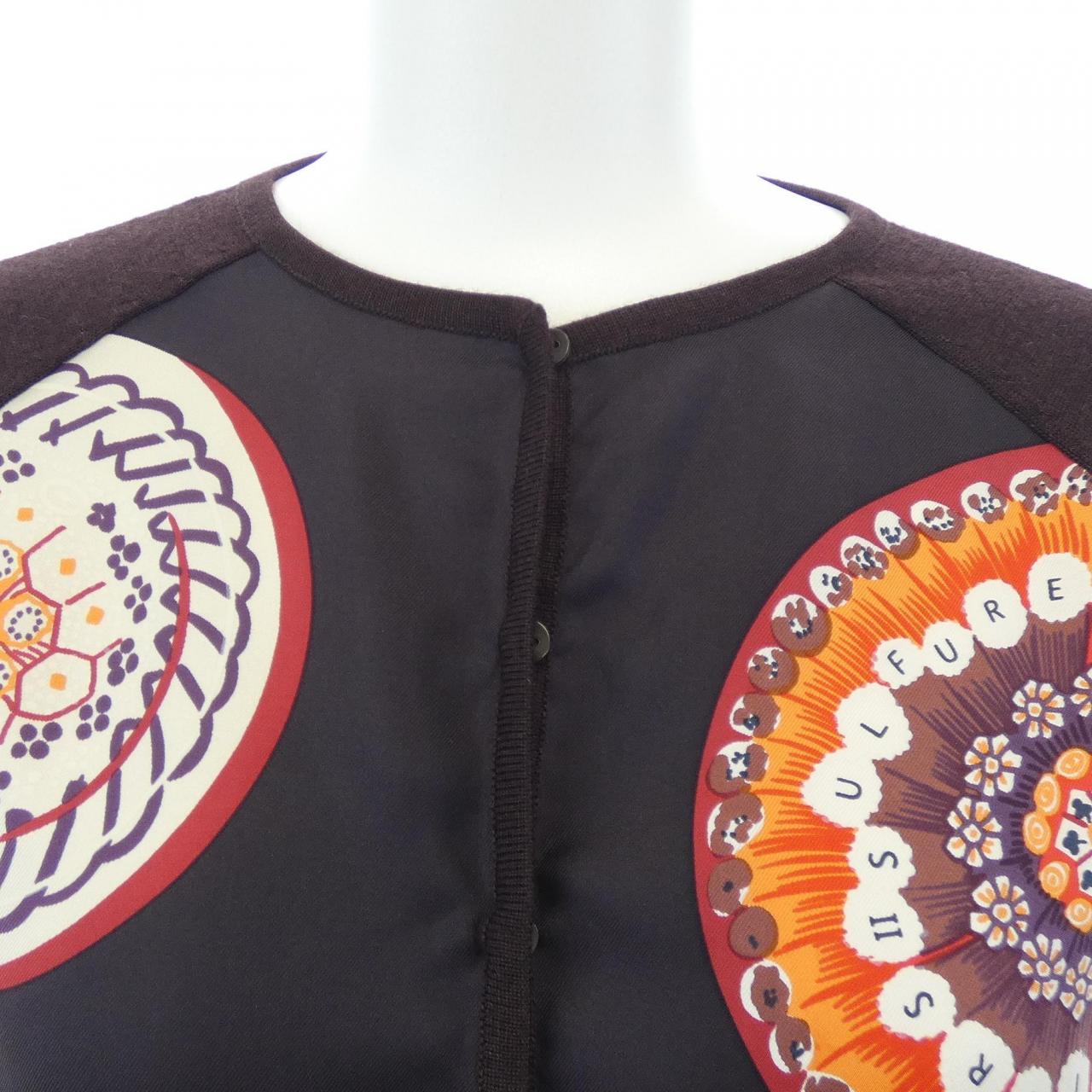 【ヴィンテージ】エルメス HERMES SULFURE&PRESSE PAPIERSⅡ ツイルレーヌ カーディガン