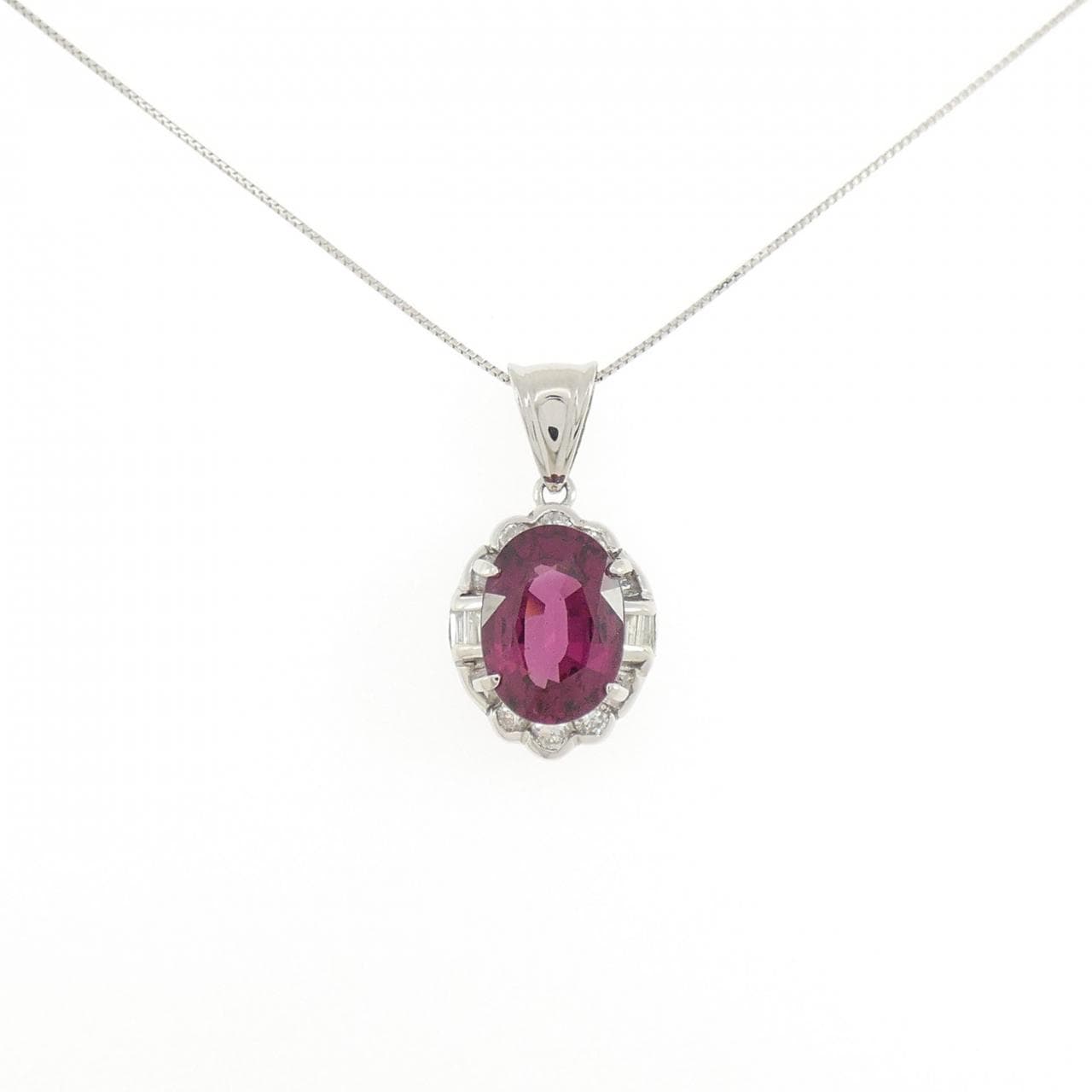 PT900/PT850 ガーネット ネックレス 4.19CT