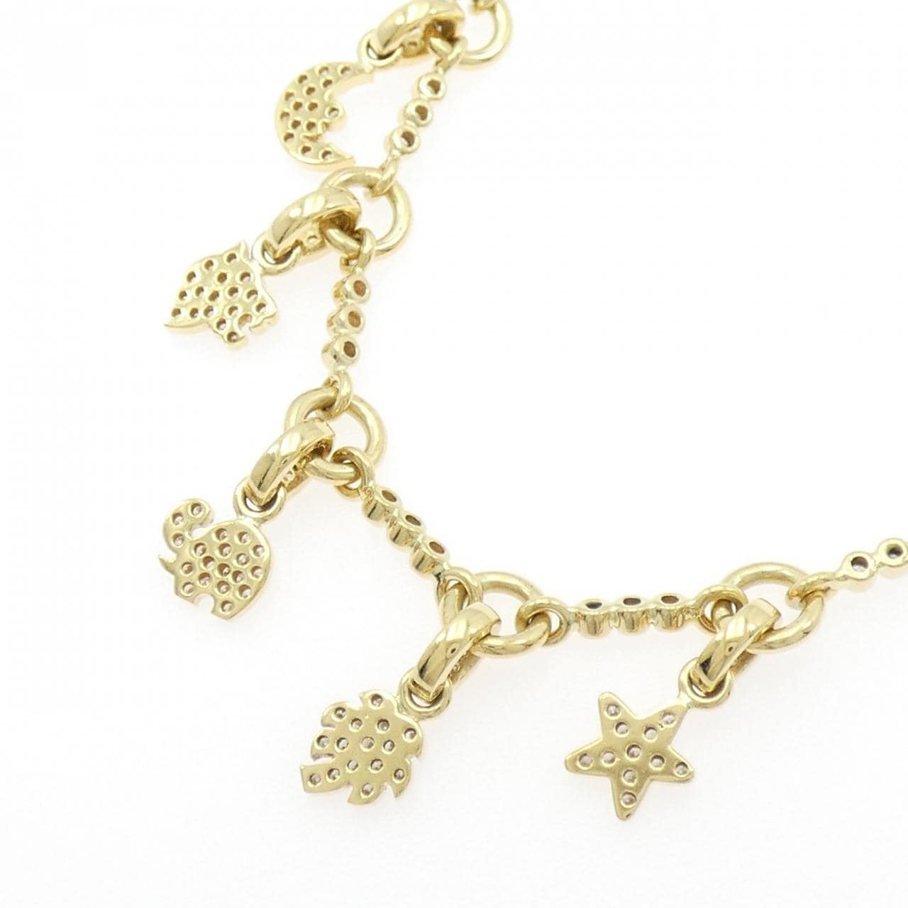 750YG スター×ムーン パヴェ ダイヤモンド ネックレス