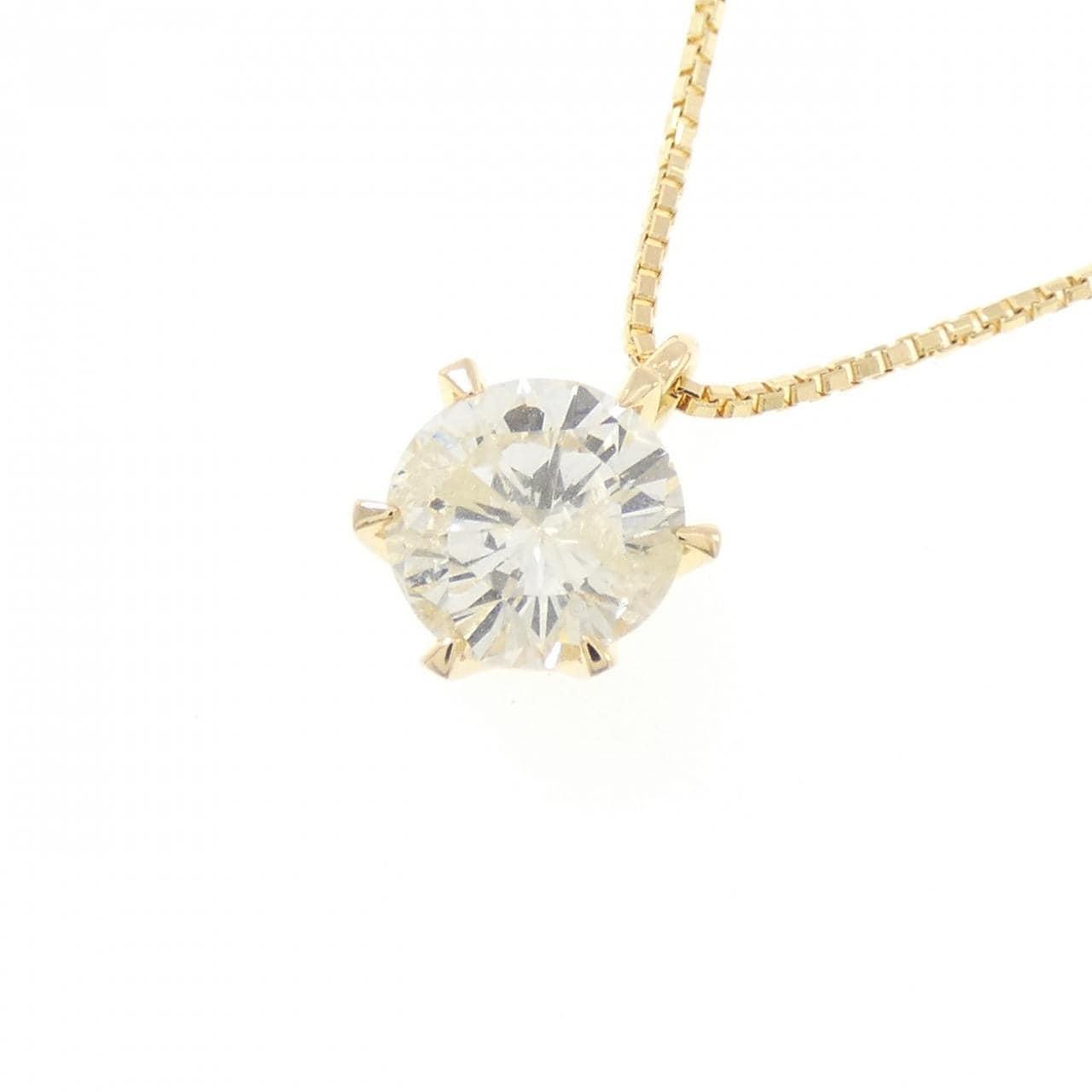 K18YG ソリティア ダイヤモンド ネックレス 1.55CT