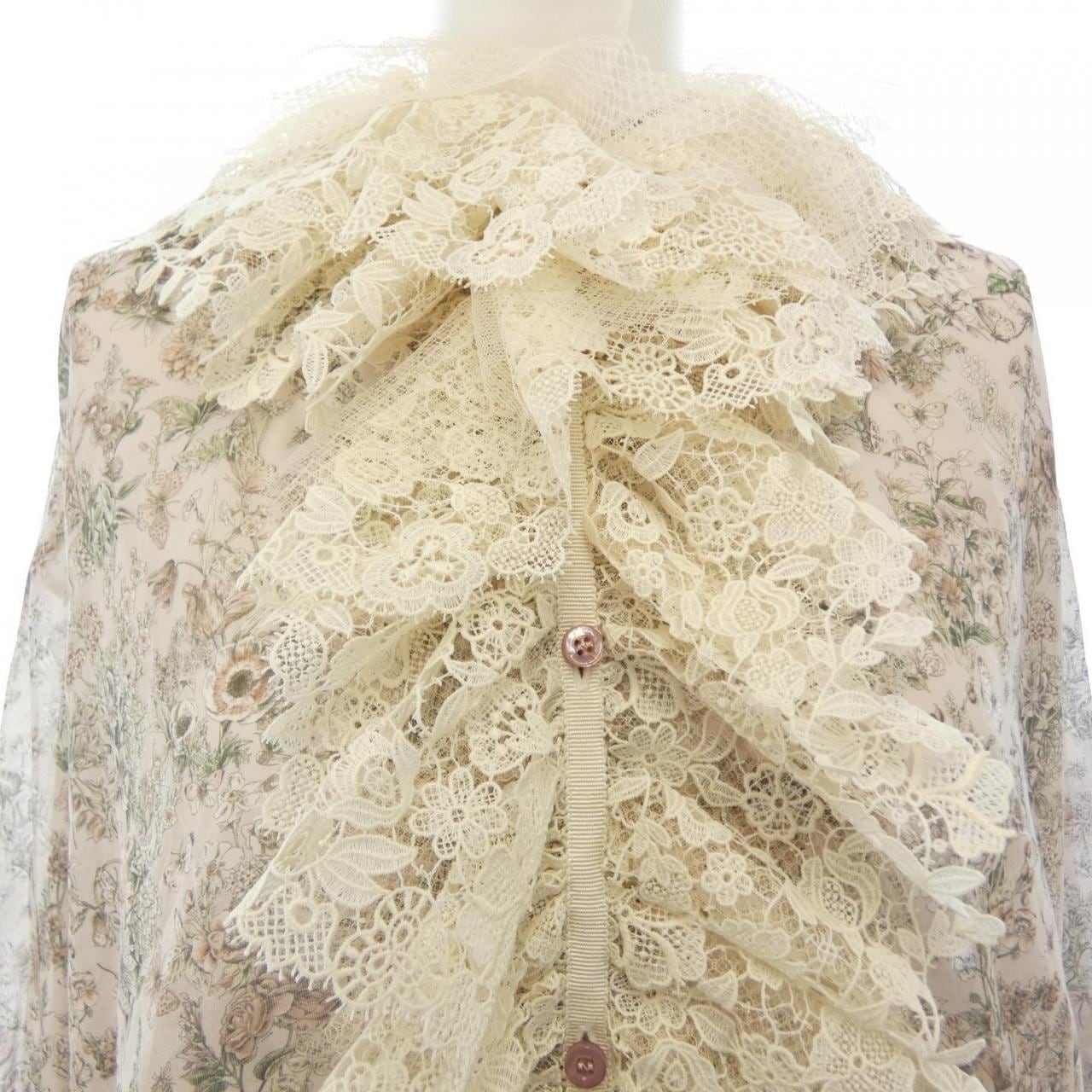 クリスチャンディオール CHRISTIAN DIOR ルーシュカラー付きブラウス 551B34A3B35 トップス