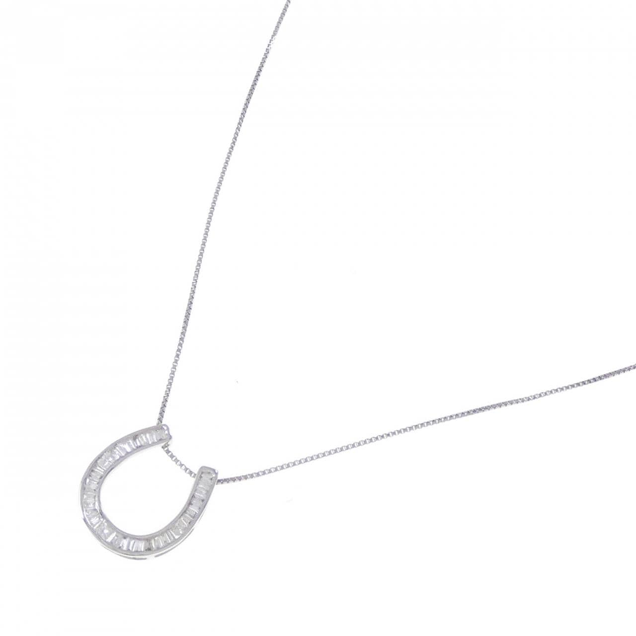 K18WG/PT850 Horseshoe Diamond Necklace 0.20CT