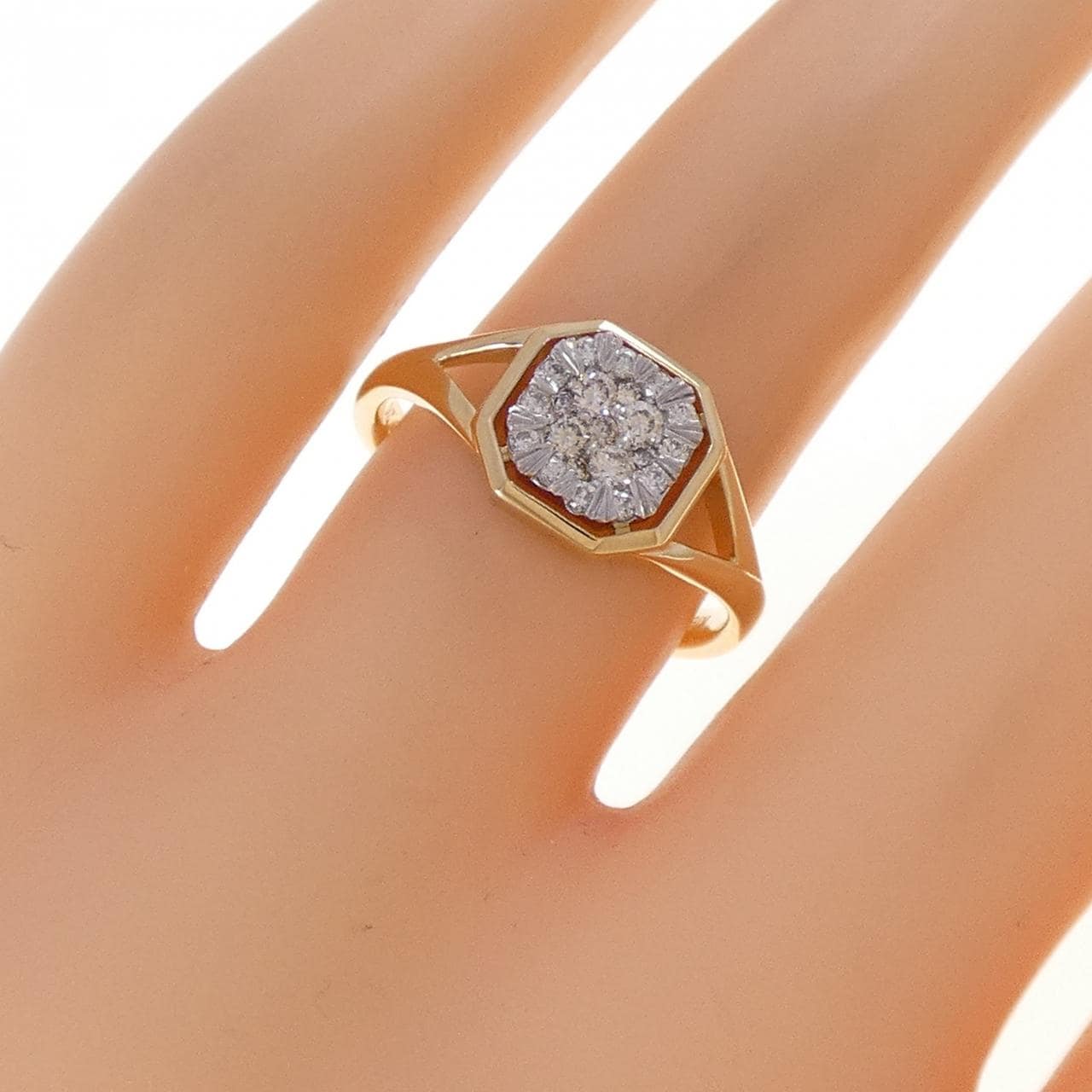 K18YG/PT900 ダイヤモンド リング 0.20CT