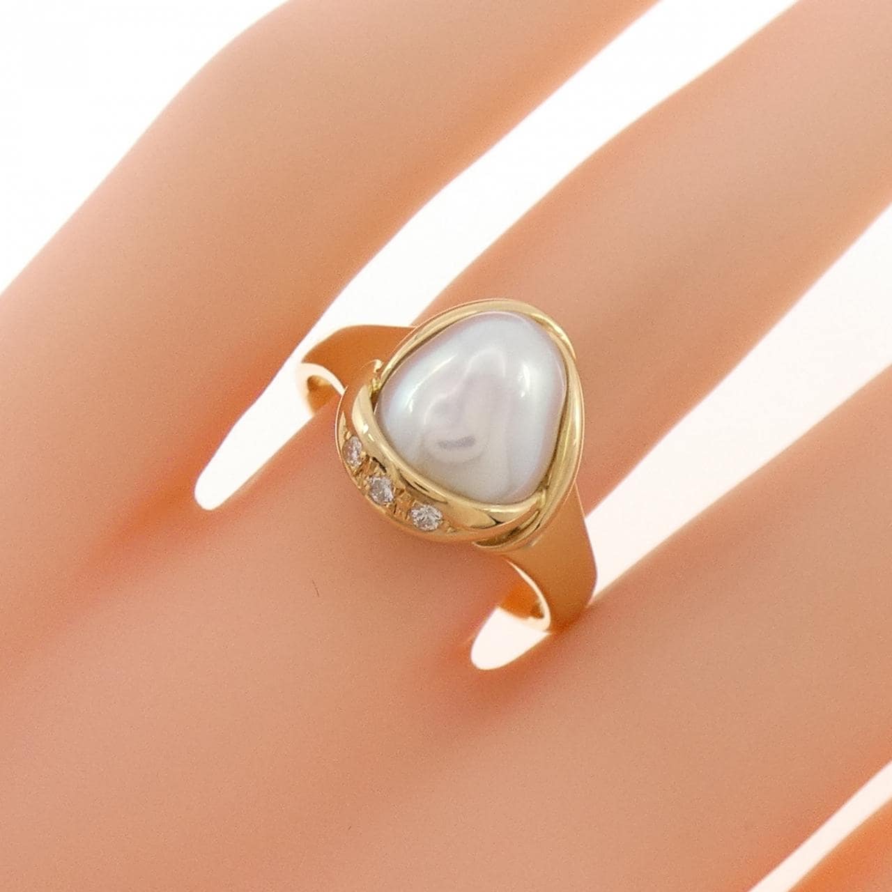 K18YG 淡水パール リング