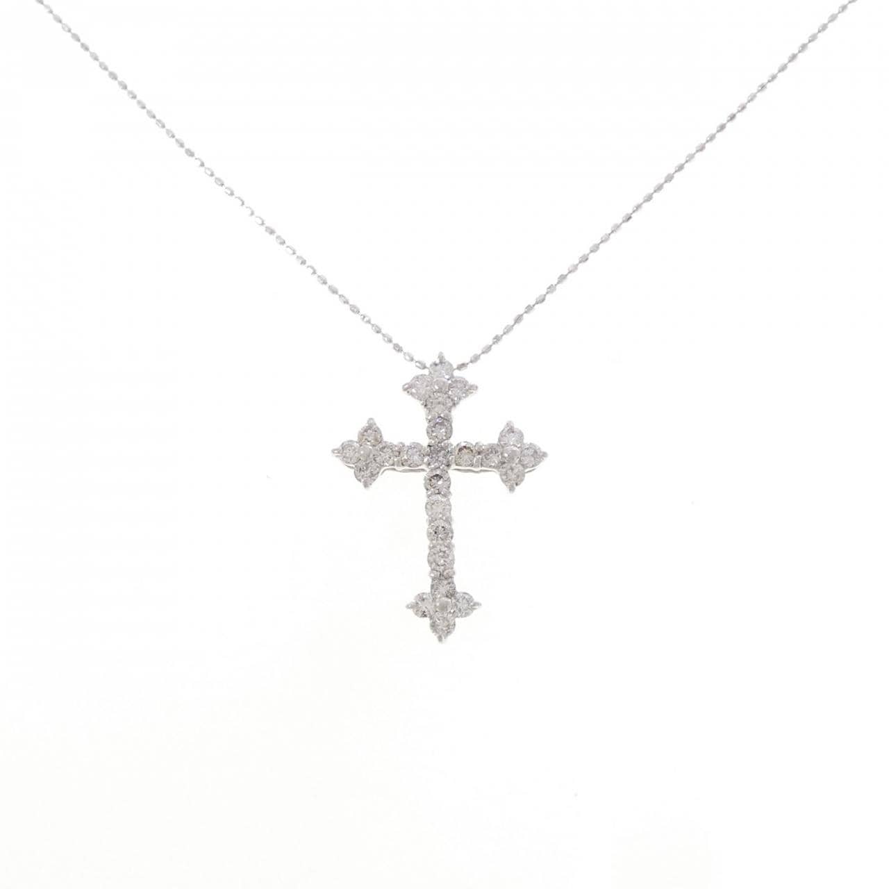 K18WG クロス ダイヤモンド ネックレス 1.00CT