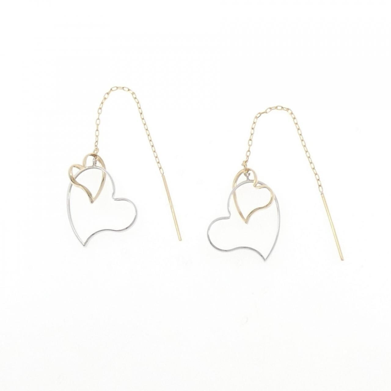 K10YG/K10WG ハート ピアス