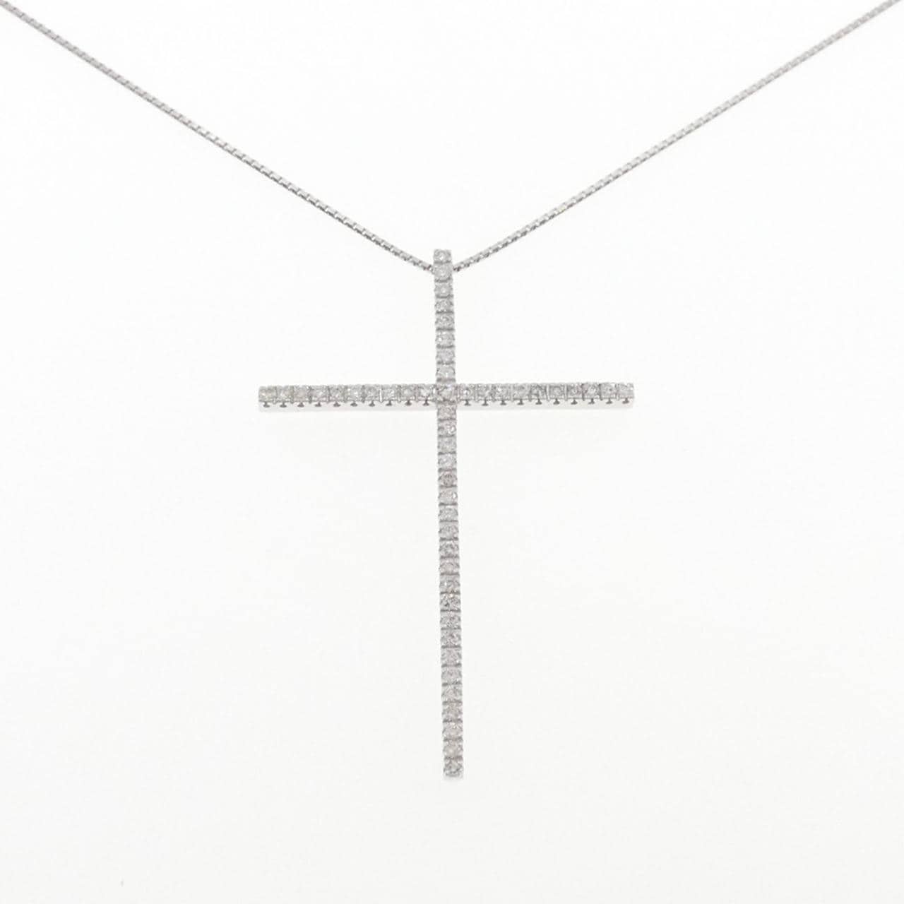K18WG クロス ダイヤモンド ネックレス 1.00CT