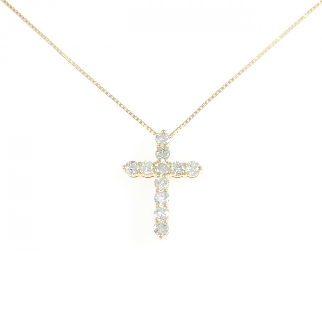 K18YG クロス ダイヤモンド ネックレス 1.00CT