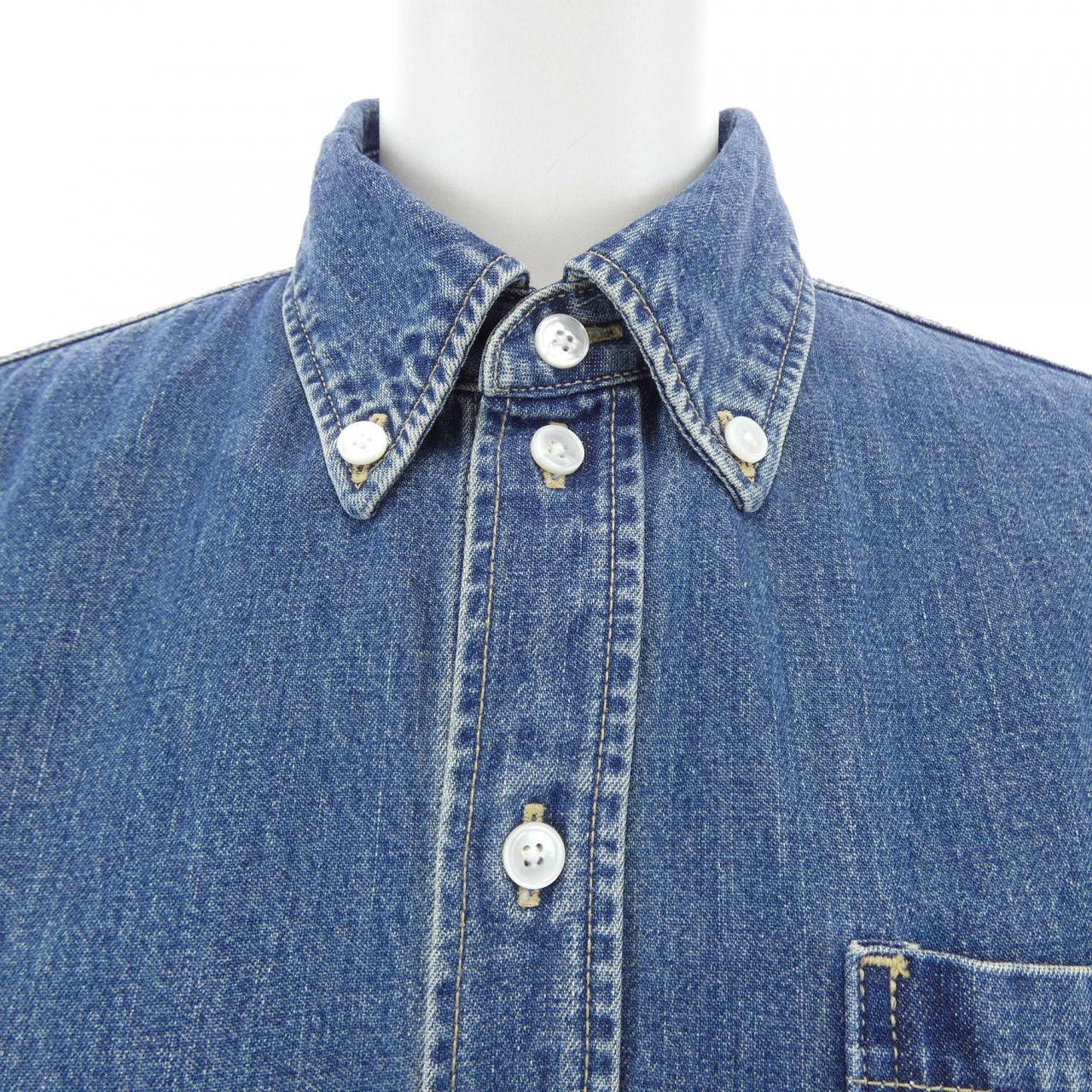 セリーヌ CELINE ユニオンオーシャンウォッシュデニム クロップドシャツ トリオンフ 2T187459N シャツ