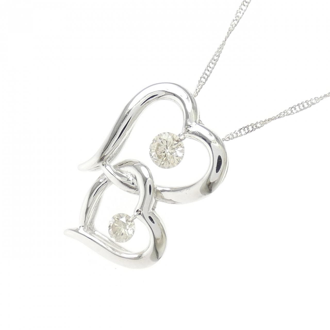 K18WG ハート ダイヤモンド ネックレス 0.30CT