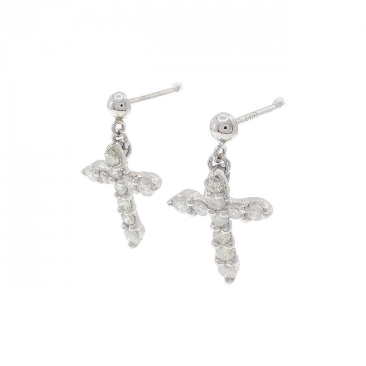 PT900 クロス ダイヤモンド ピアス 0.50CT