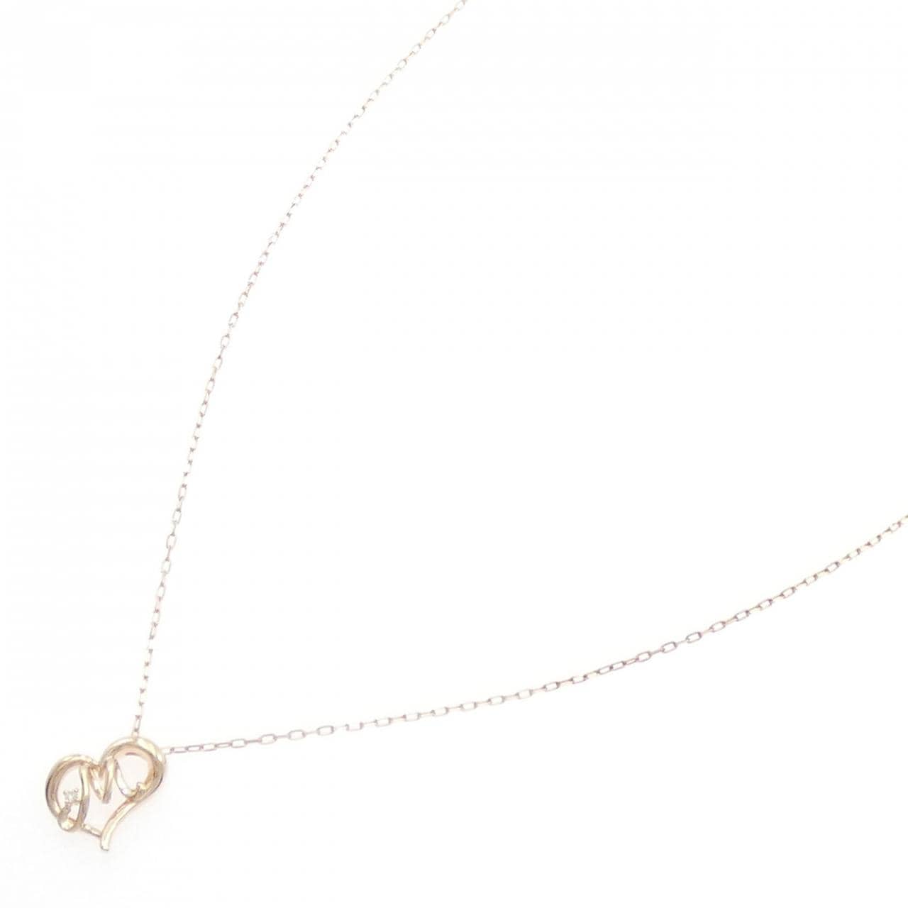 K10PG 心形 x 字母 M鑽石項鍊 0.004克拉