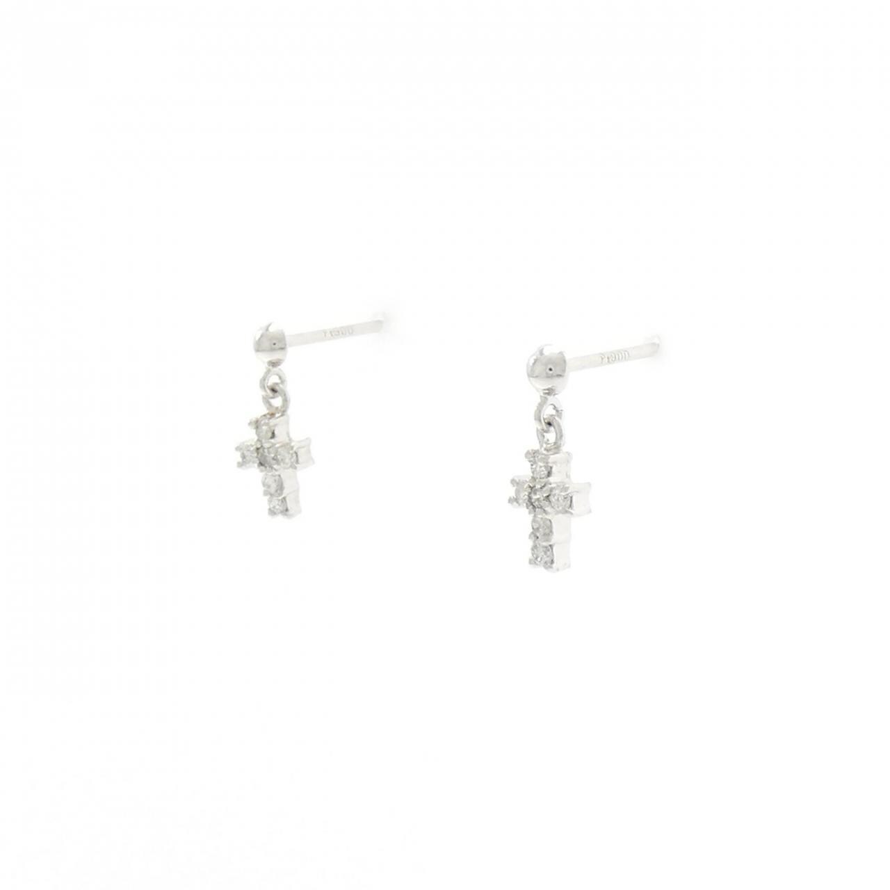 PT クロス ダイヤモンド ピアス 0.12CT