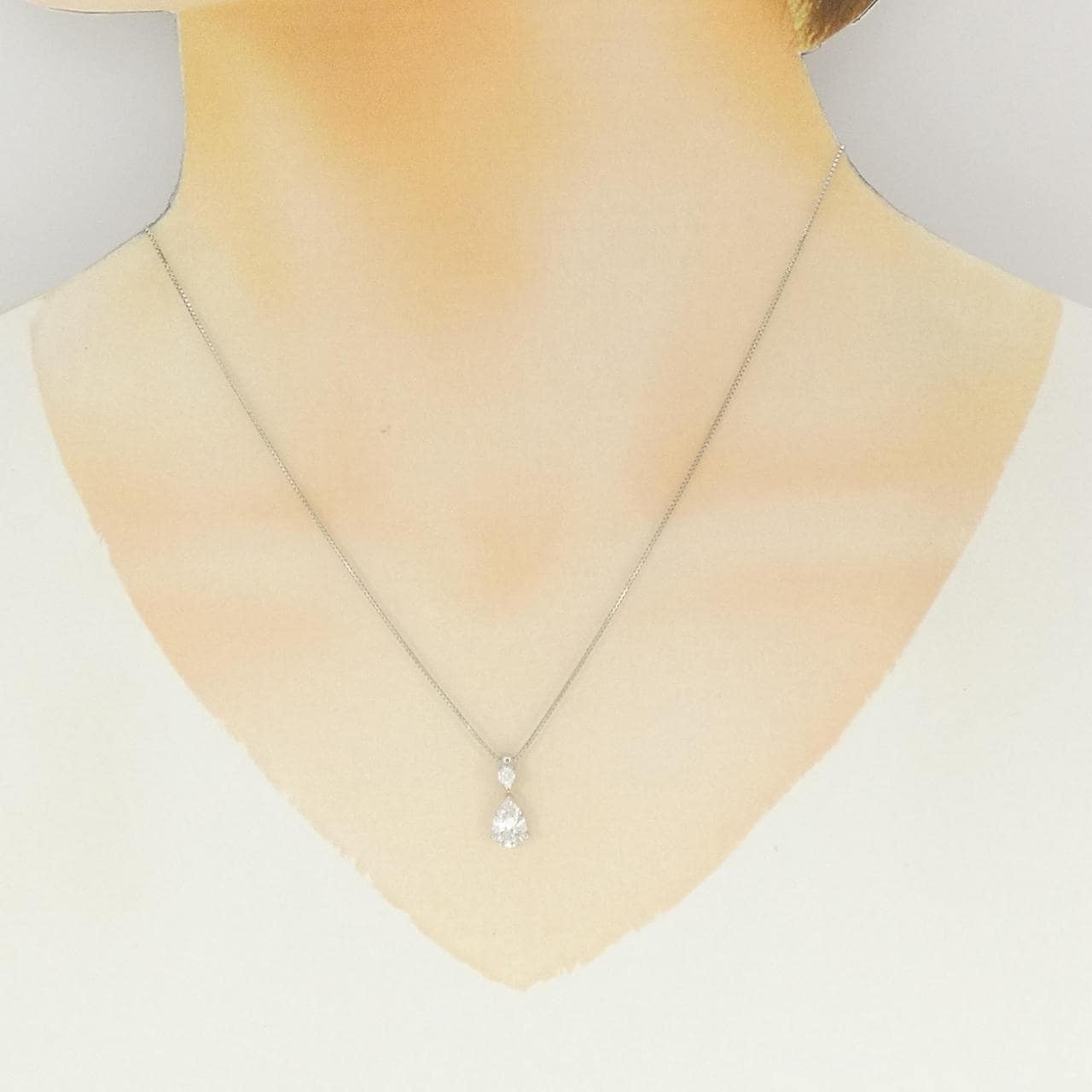 PT900/PT850 ダイヤモンド ネックレス 0.848CT E SI2 ペアシェイプ