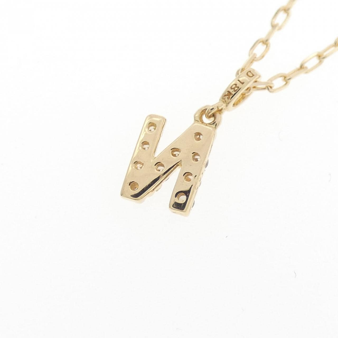 18KYG/K18YG イニシャルN ダイヤモンド ネックレス 0.06CT