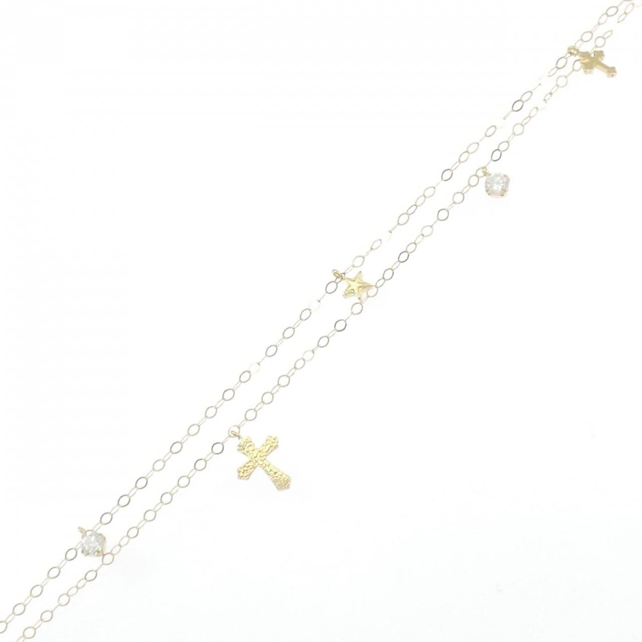 K18YG クロス×スター キュービック ブレスレット