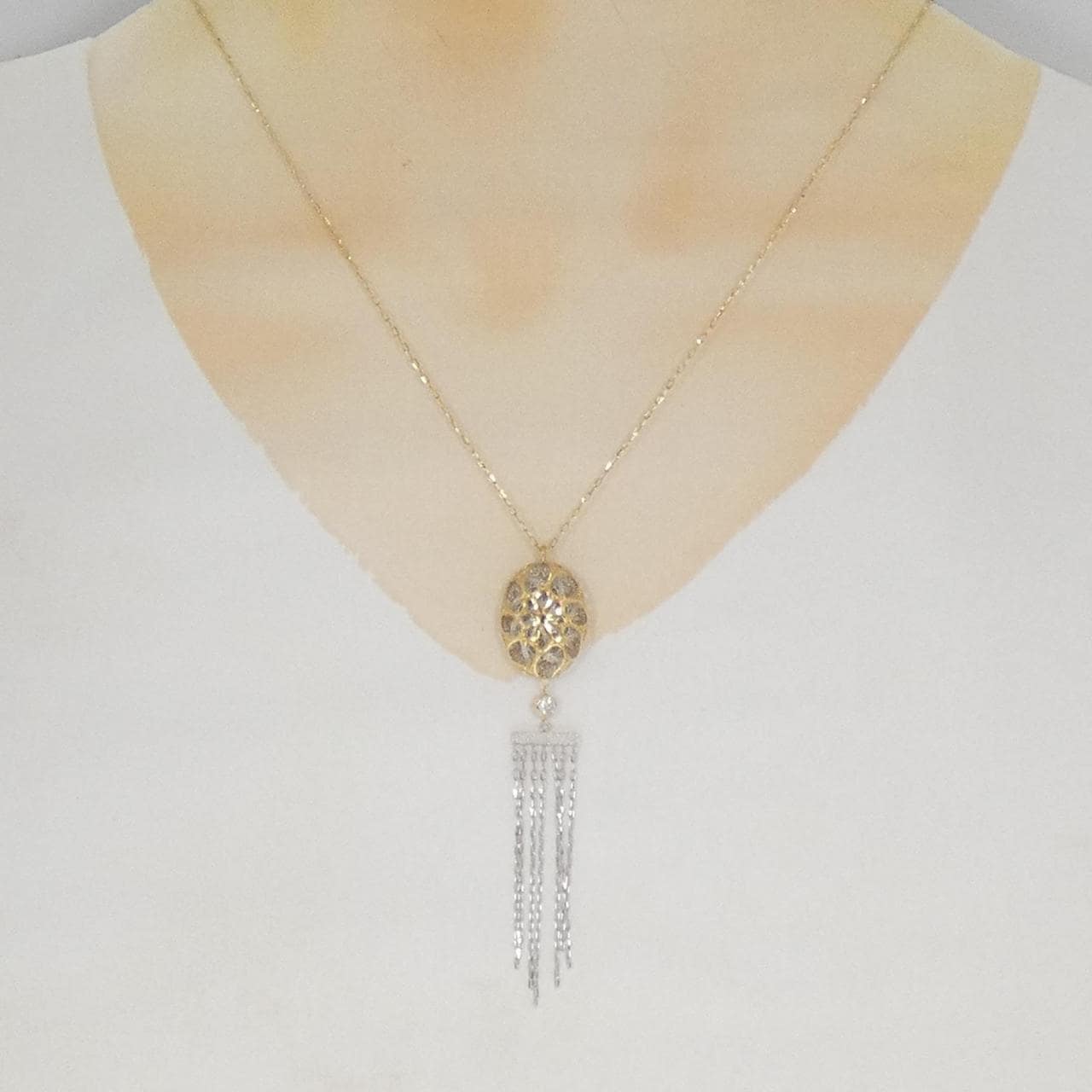 K18YG/K18WG ダイヤモンド ネックレス 0.13CT